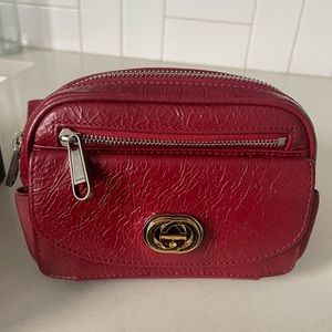 GG Marmont Belt Red Leather Cross Body Bag